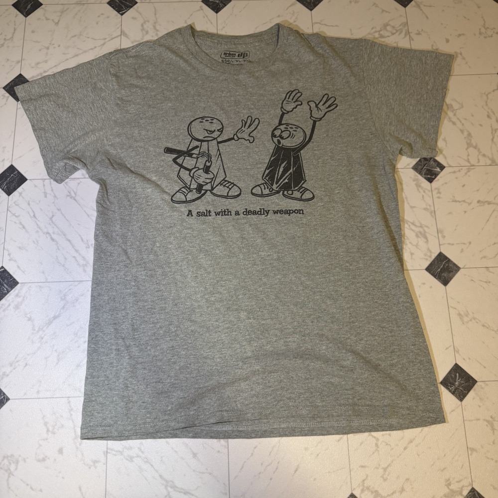 Urban Pipeline Graphic T Shirt Mens Medium Gray Cartoon‎ Streetwear Tee